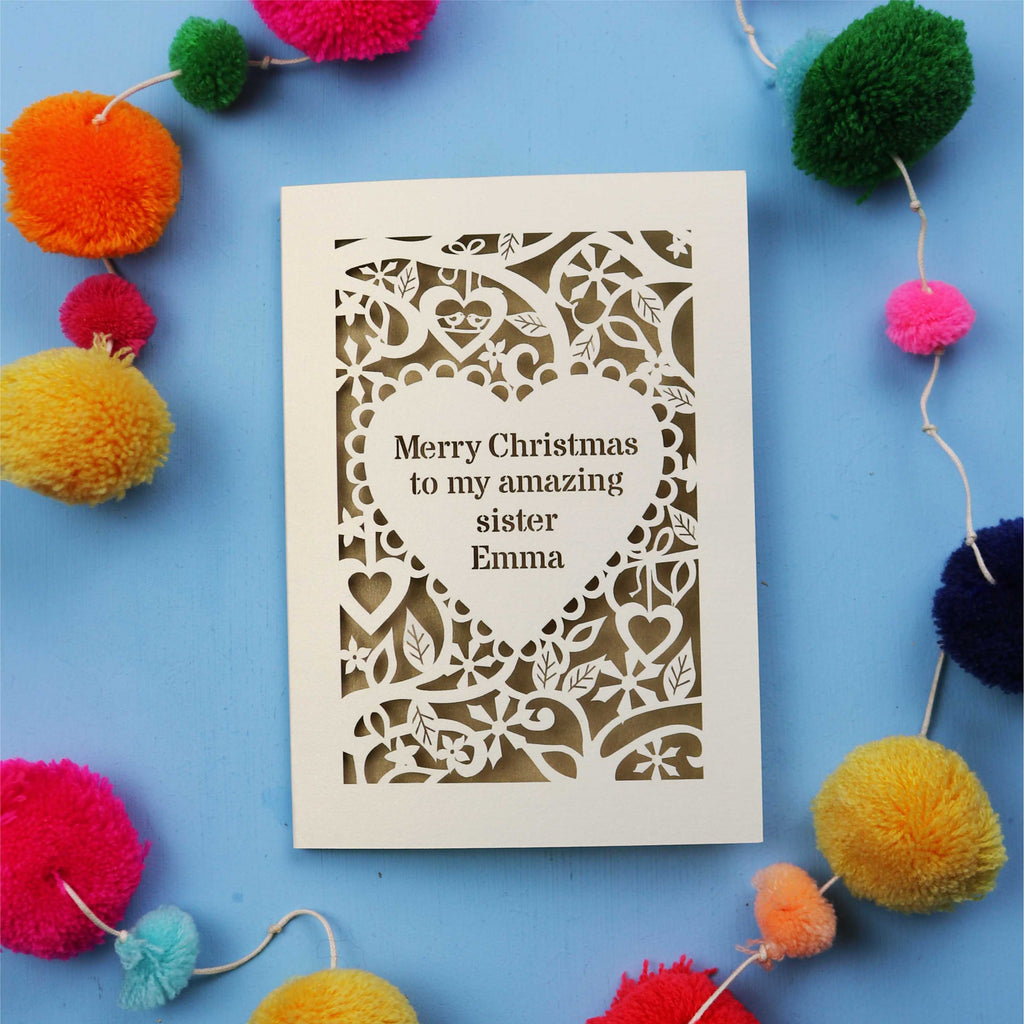 'Merry Christmas To My Amazing Sister' Personalised Christmas Card