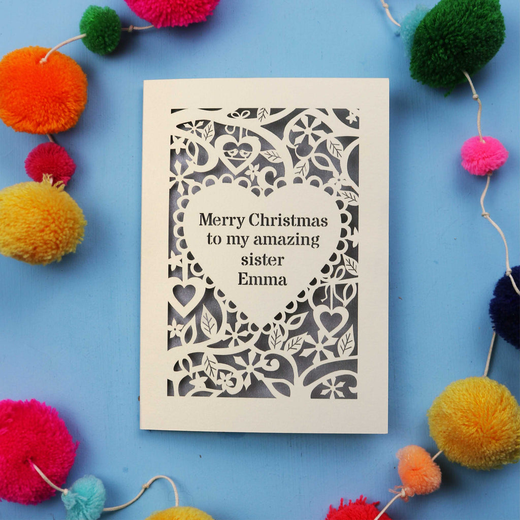 'Merry Christmas To My Amazing Sister' Personalised Christmas Card