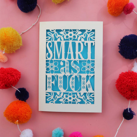 A sweary card for exam success - A6 (small) / Peacock Blue