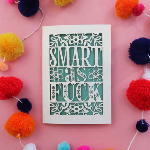 A laser cut funny card for clever people - A6 (small) / Sage
