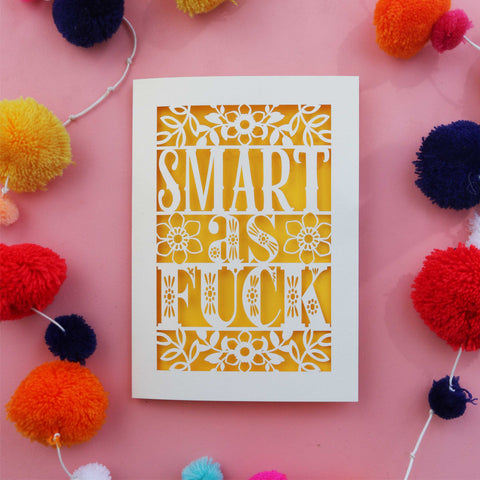 A paper cut funny card for job success - A6 (small) / Sunshine Yellow