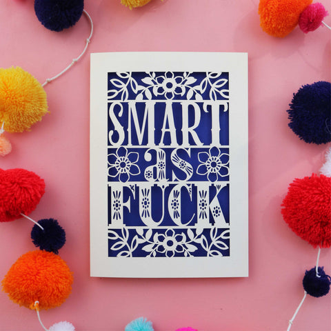 A laser cut funny card with swear words - A6 (small) / Infra Violet