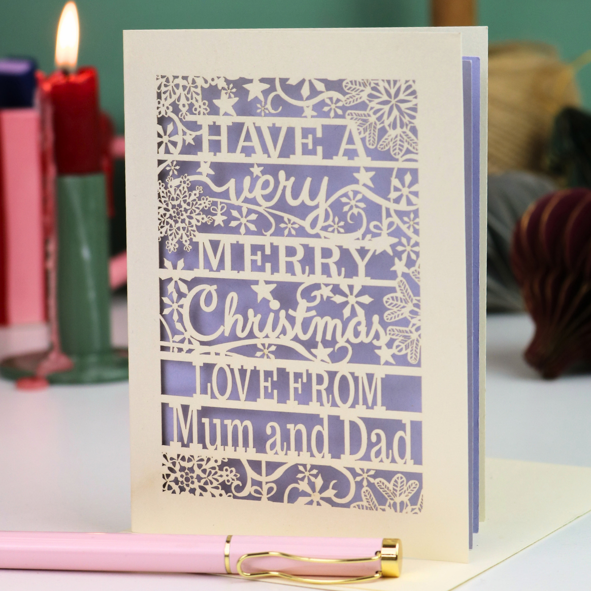 'Merry Christmas Love From' Snowflake Laser Cut Card