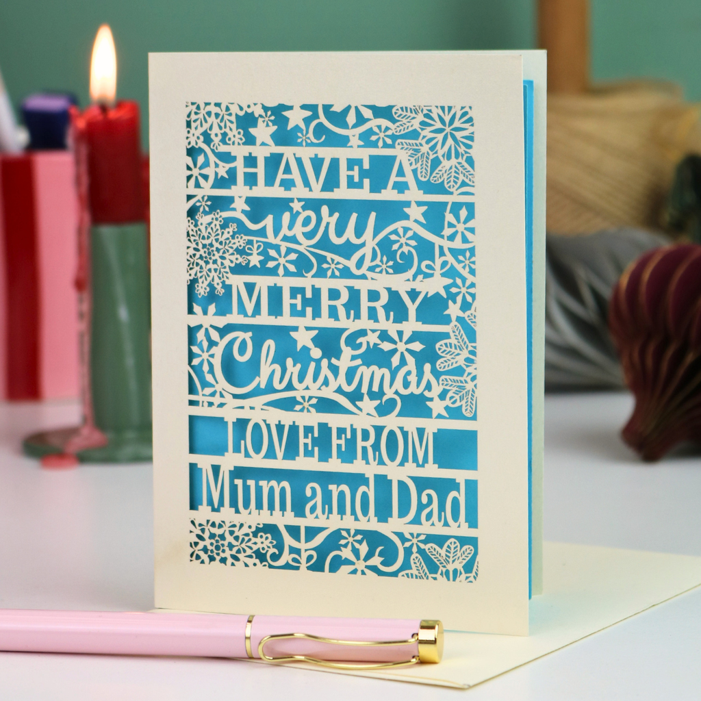 'Merry Christmas Love From' Snowflake Laser Cut Card