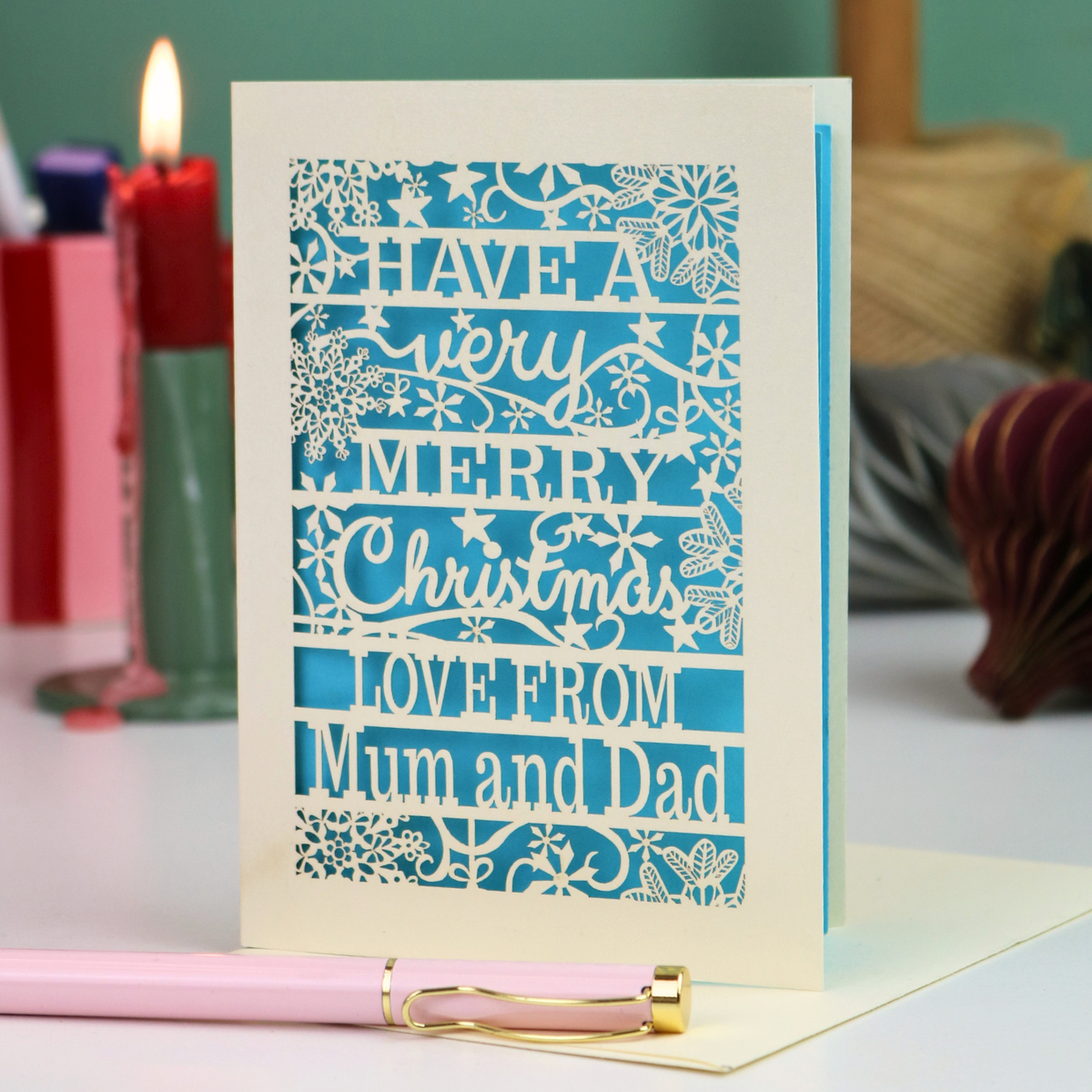 'Merry Christmas Love From' Snowflake Laser Cut Card