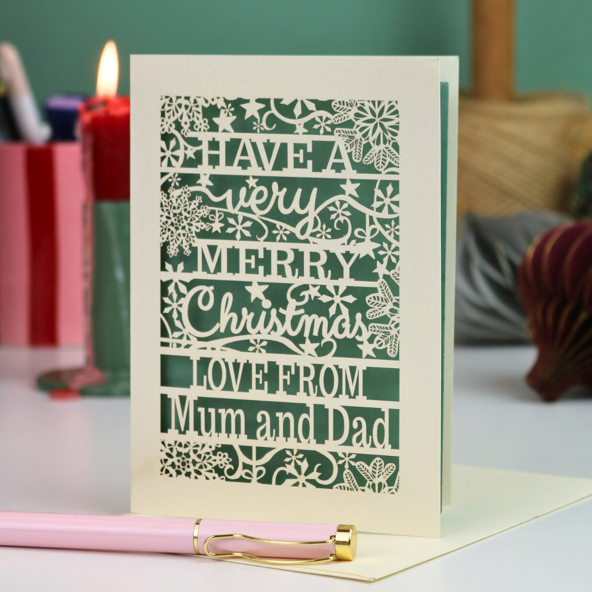 'Merry Christmas Love From' Snowflake Laser Cut Card