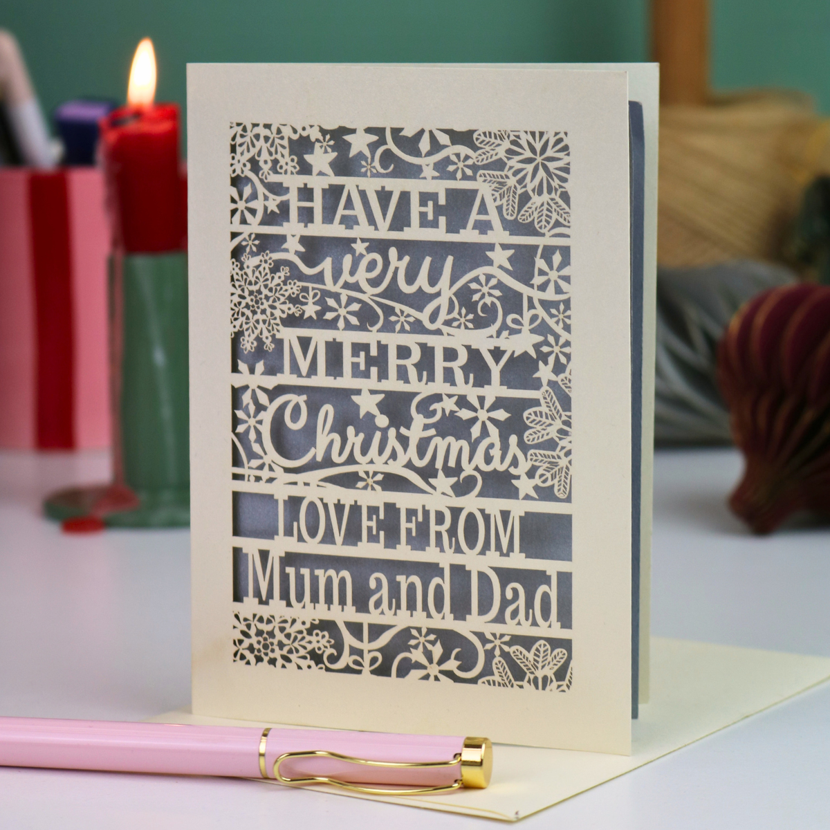 'Merry Christmas Love From' Snowflake Laser Cut Card