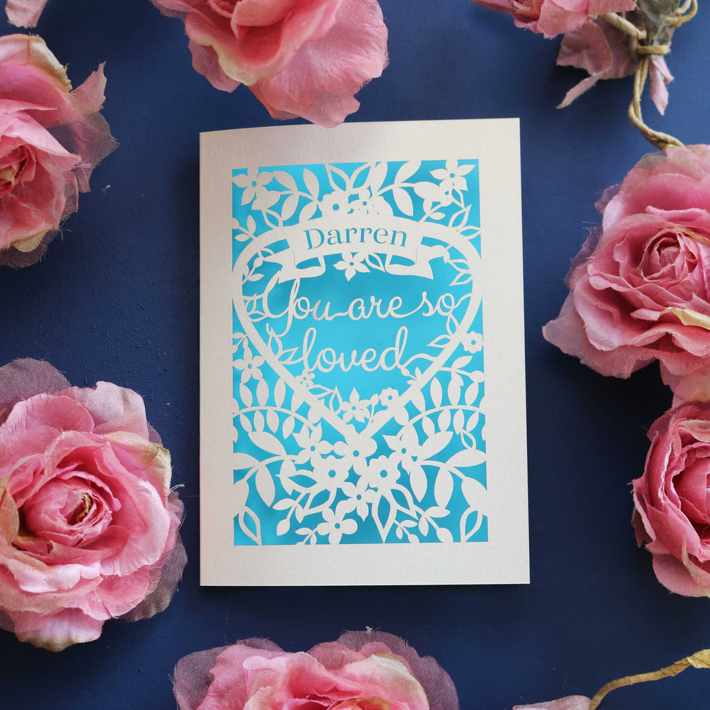 A personalised cut out card for Valentine's day