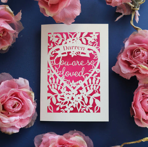 A laser cut Valentine's day card - A6 (small) / Shocking Pink