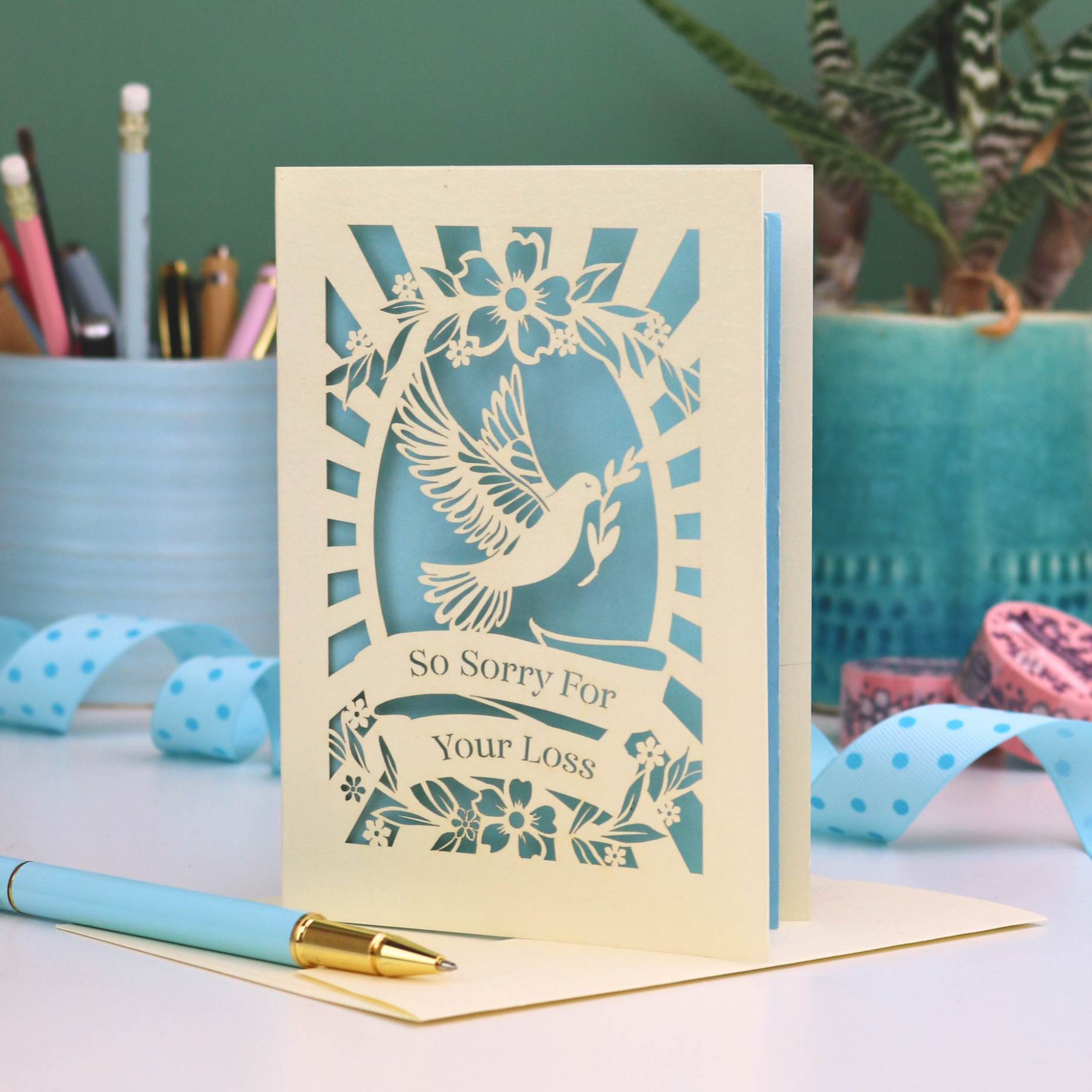 Sorry For Your Loss Sympathy Papercut Card - Dove Design