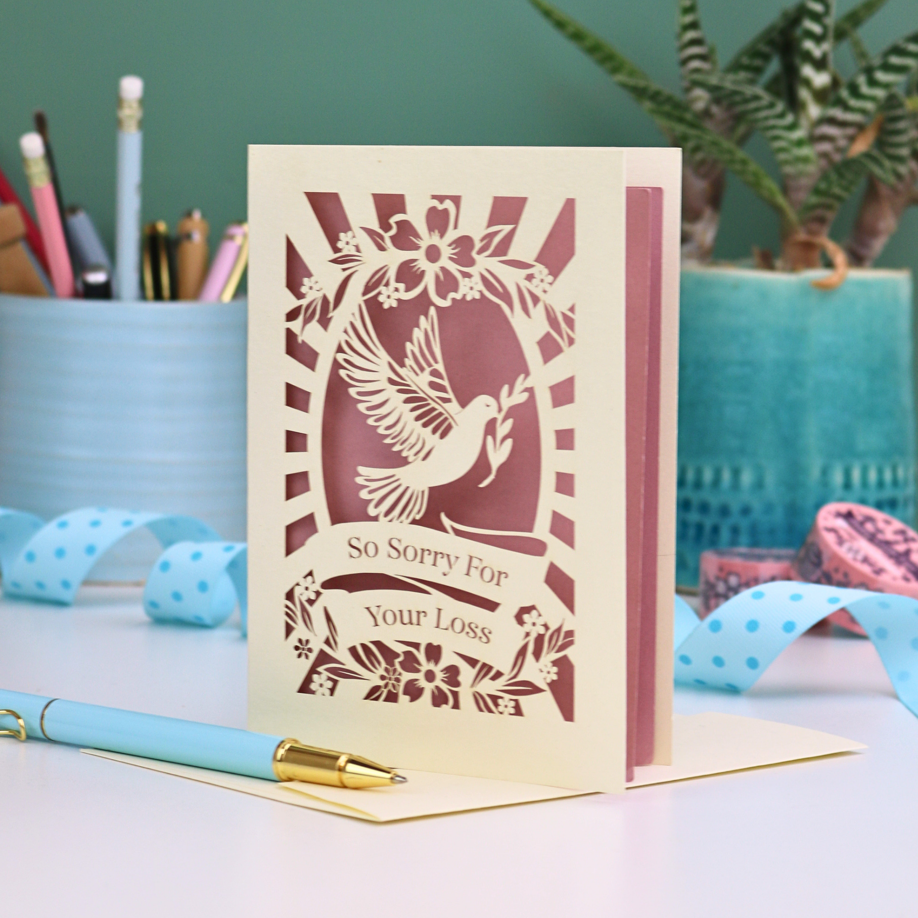 Sorry For Your Loss Sympathy Papercut Card - Dove Design