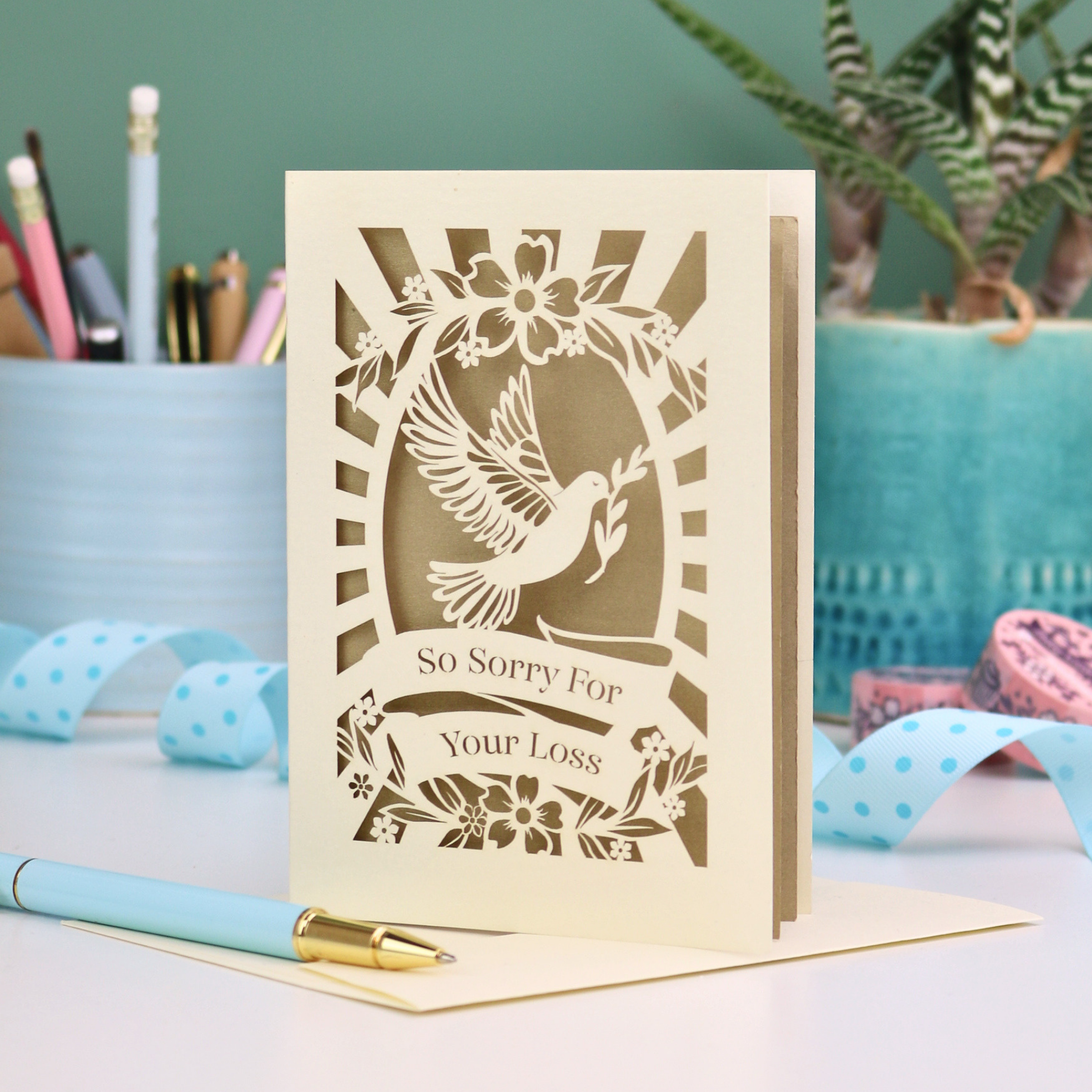Sorry For Your Loss Sympathy Papercut Card - Dove Design