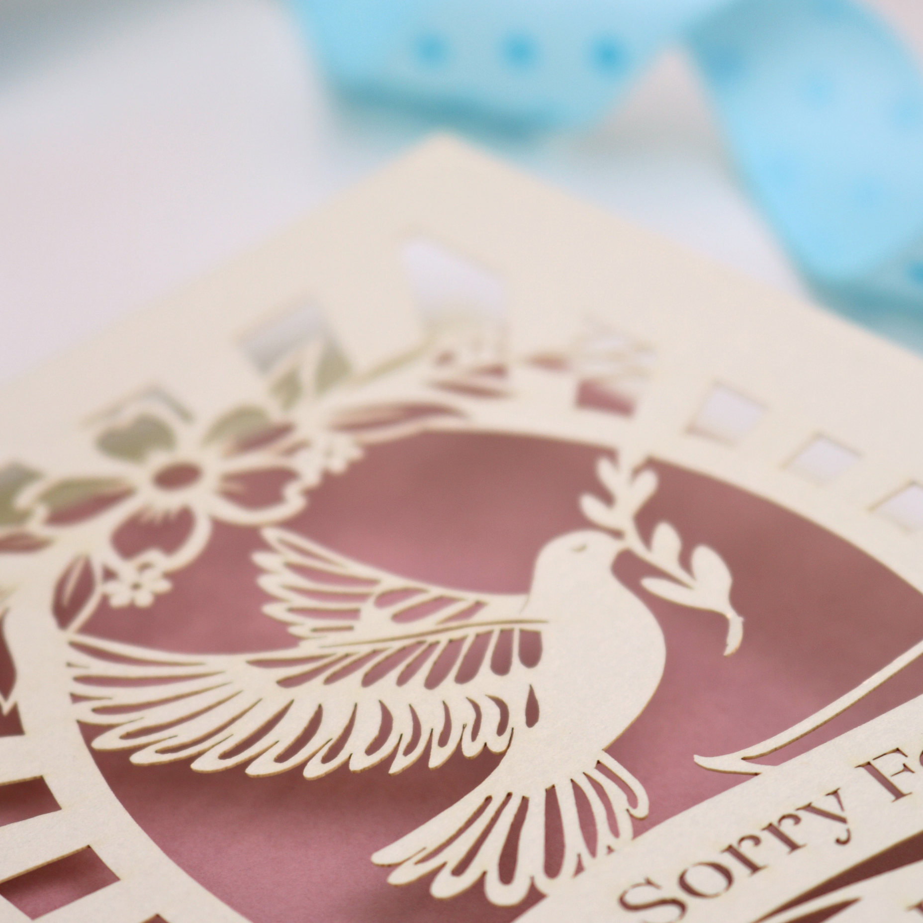 Sorry For Your Loss Sympathy Papercut Card - Dove Design