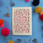 Personalised Anniversary Card - Laser Cut Heart Wedding Design