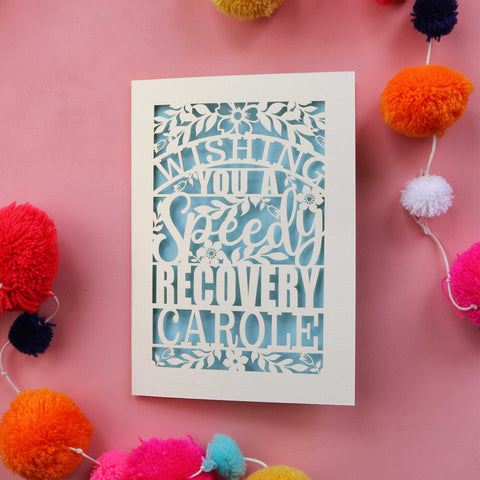 A laser cut well wishes card for recovery - A6 / Light Blue