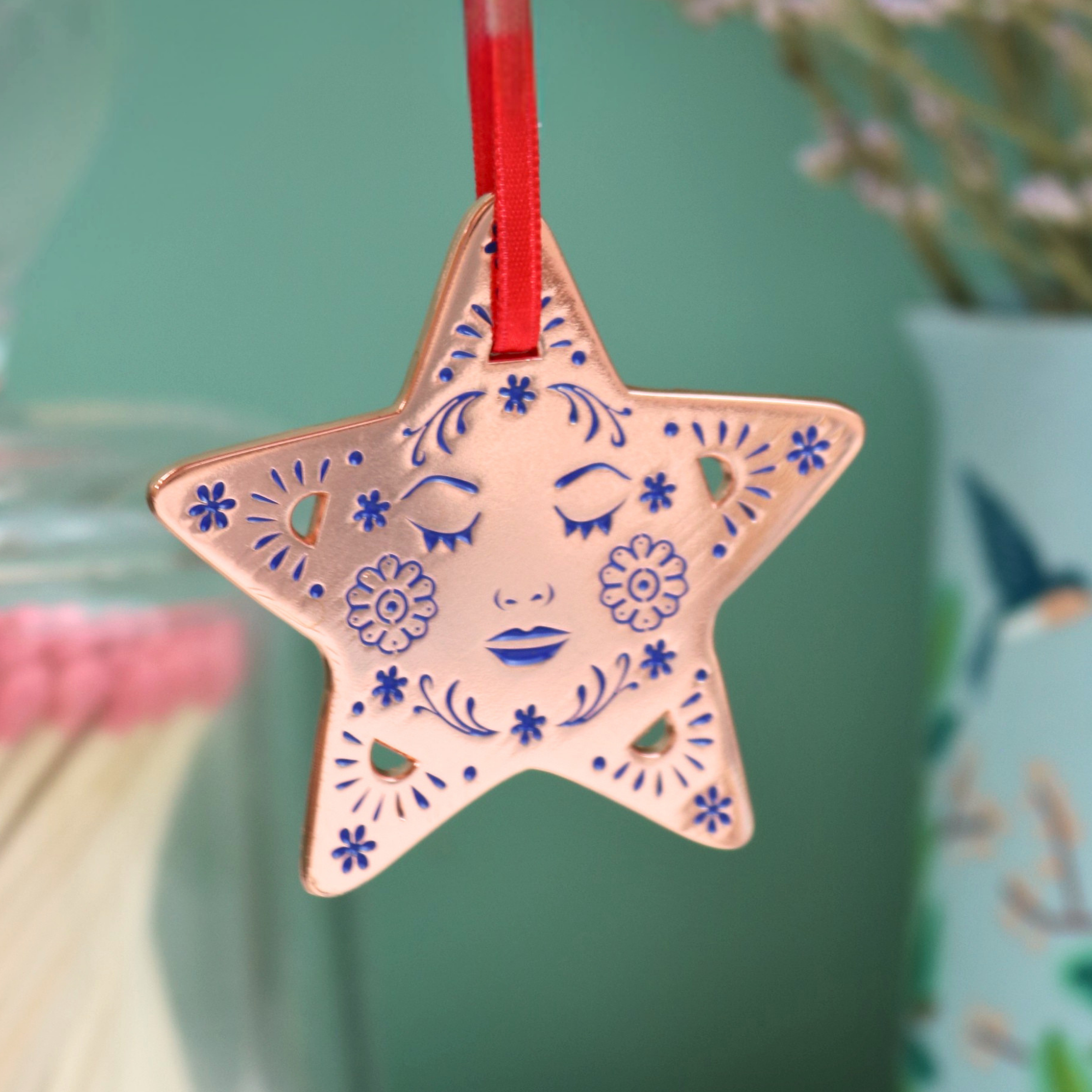 Rose Gold Star Hanging Christmas Decoration