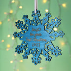 Personalised Teal Snowflake First Christmas Decoration