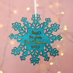 Personalised Teal Snowflake First Christmas Decoration