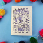 Personalised thanks Doctor card with 'Best Doctor in the World' text on a blue background with colourful pom-poms.