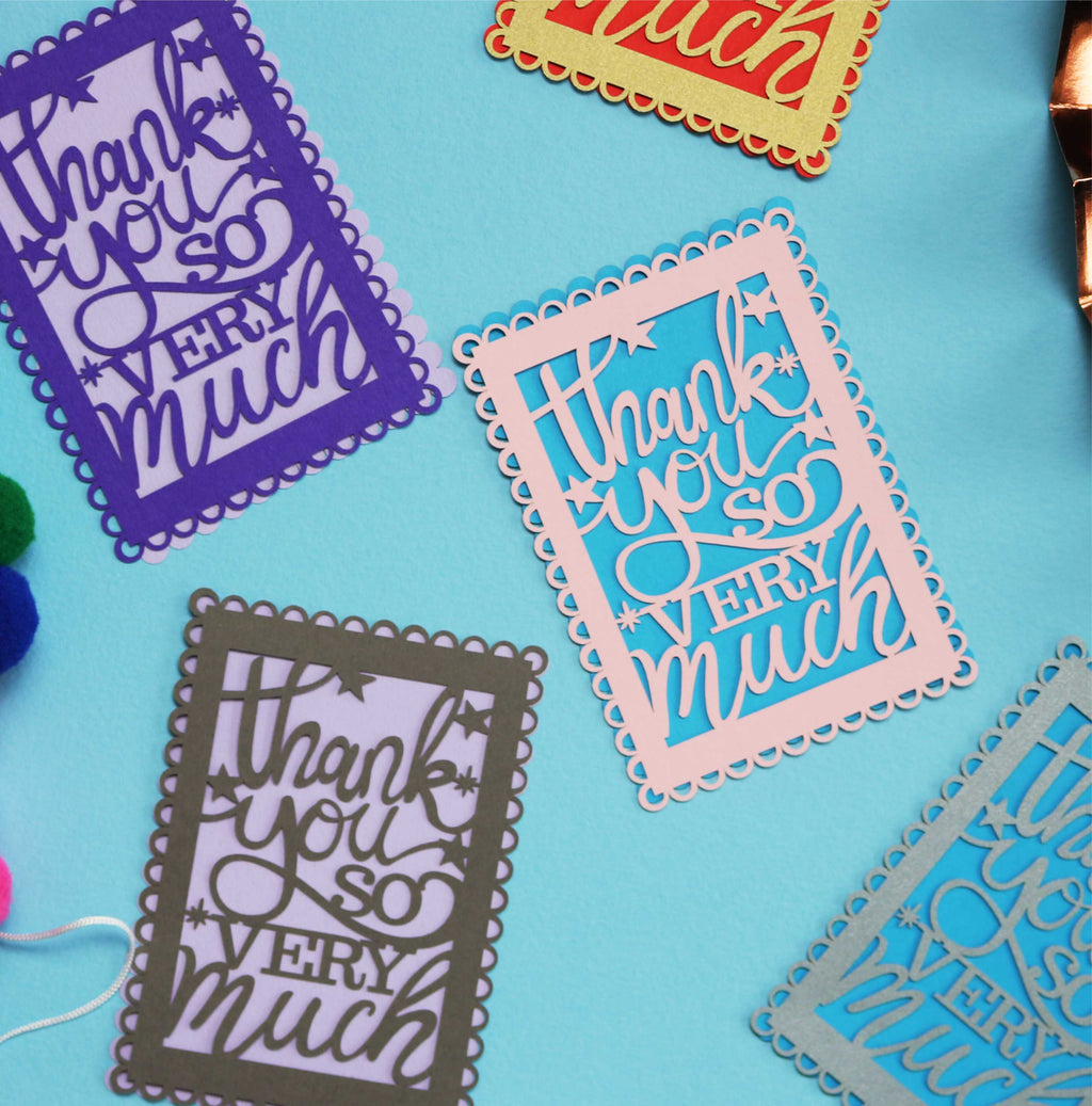 Tiny Thank You So Much Papercut Postcard Set of 10
