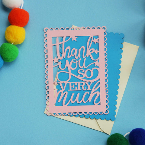 Tiny Thank You So Much Papercut Postcard Set of 10 - 
