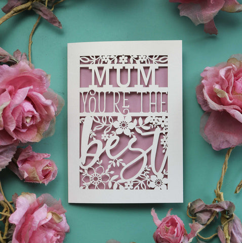 Personalised laser cut "You're the best" congratulations card - A6 (small) / Dusky Pink