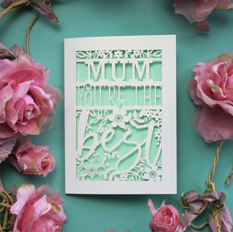 Personalised laser cut "You're the best" mothering Sunday day card - A6 (small) / Light Green