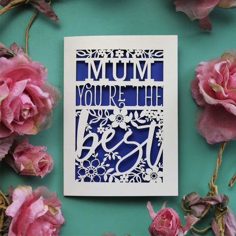 Personalised laser cut "You're the best" mother's day card - A6 (small) / Infra Violet