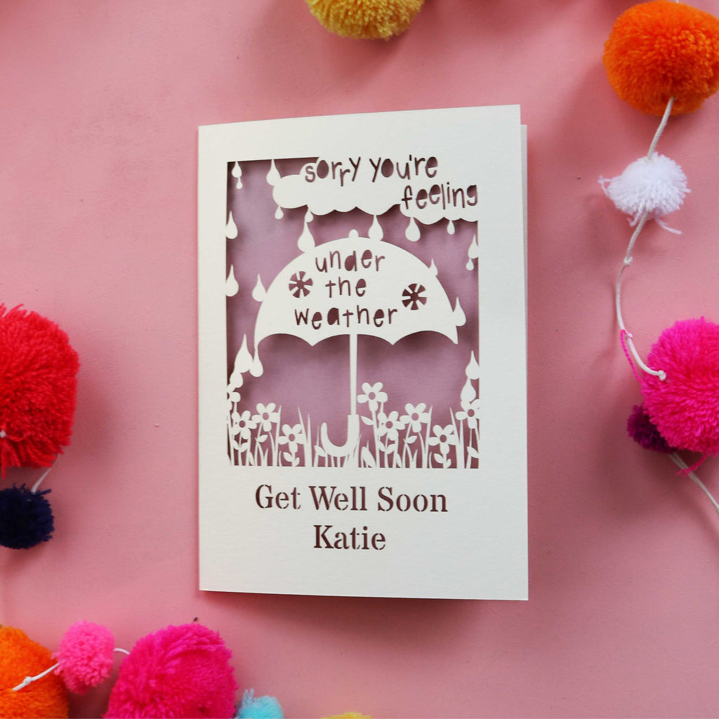 Personalised and hand finished get well soon cards from the UK