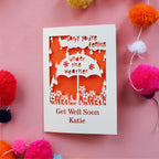 A personalised get well soon card for friends