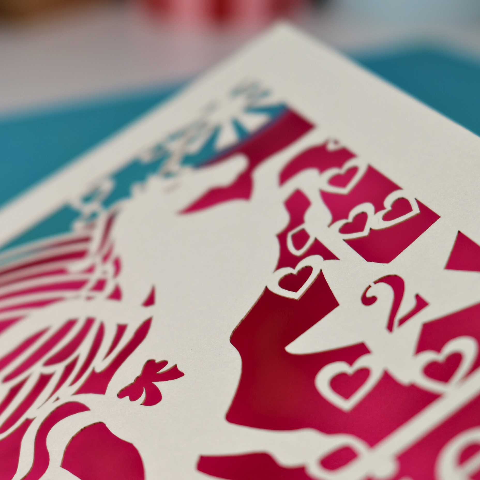 Laser cut Birthday Card with unicorn design 