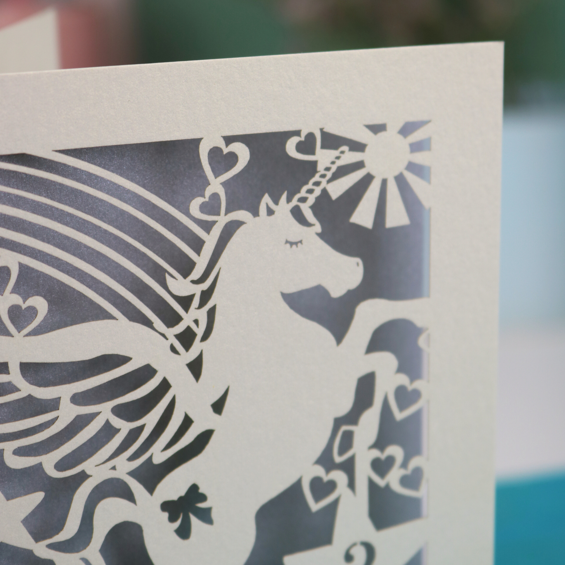 Laser cut Birthday Card with unicorn design 