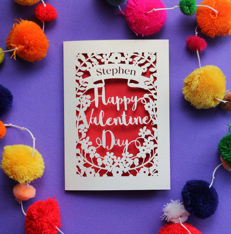 A personalised laser cut valentine's card - A6 (small) / Bright Red