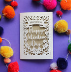 Laser cut personalised Valentine's cards