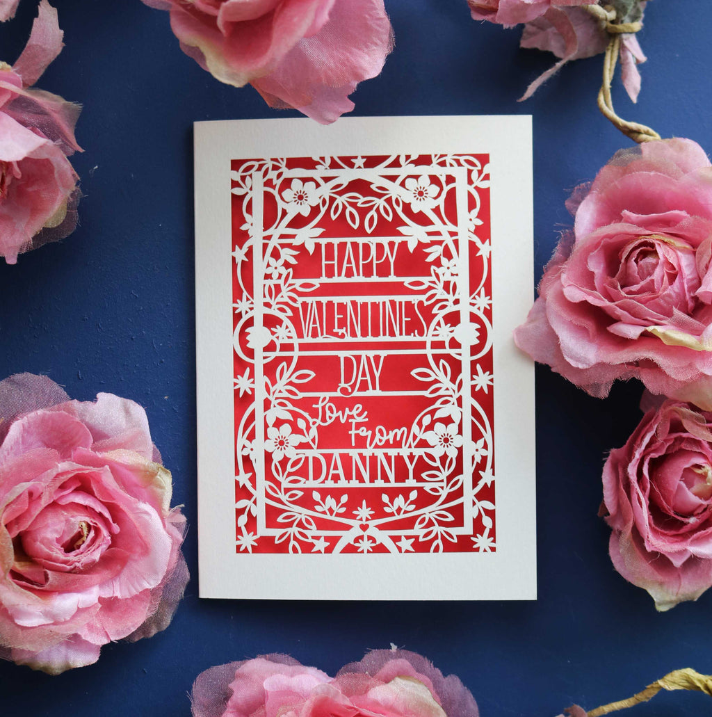 A personalised laser cut Valentine's card