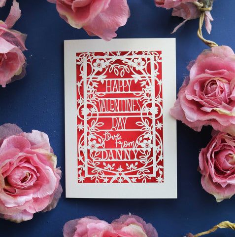 A personalised laser cut Valentine's card - A6 (small) / Bright Red