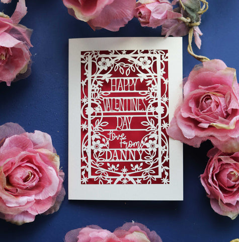  A personalised laser cut valentines card - A6 (small) / Dark Red