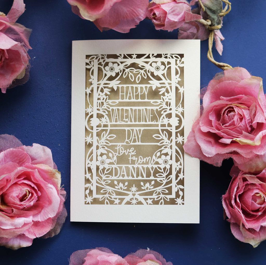 A personalised cut out Valentines card