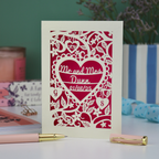 Personalised Anniversary Card - Laser Cut Heart Wedding Design