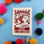 A cute Wife Valentine's Day card for the best wife in the world with colourful pom-poms on a blue background