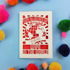 A Wife Valentine's Day card for the best wife in the world with colourful pom-poms on a blue background