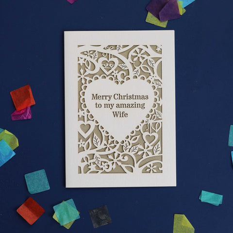 Amazing Wife A6 Papercut Christmas Card - Gold Leaf