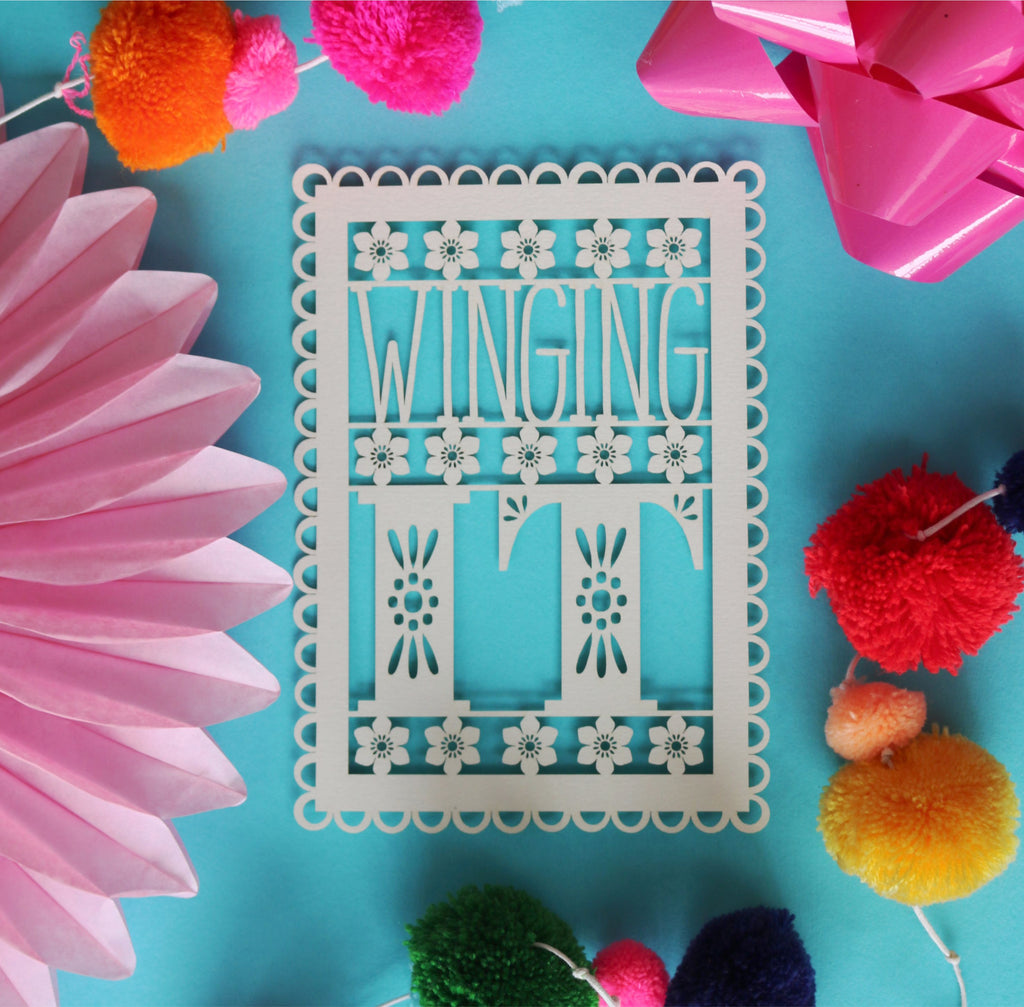 Winging It A6 Papercut Postcard