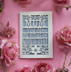 Personalised laser cut congrats card that says "Name, you're all kinds of wonderful"