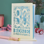 30th Birthday Card – Personalised Laser Cut Woodland Design