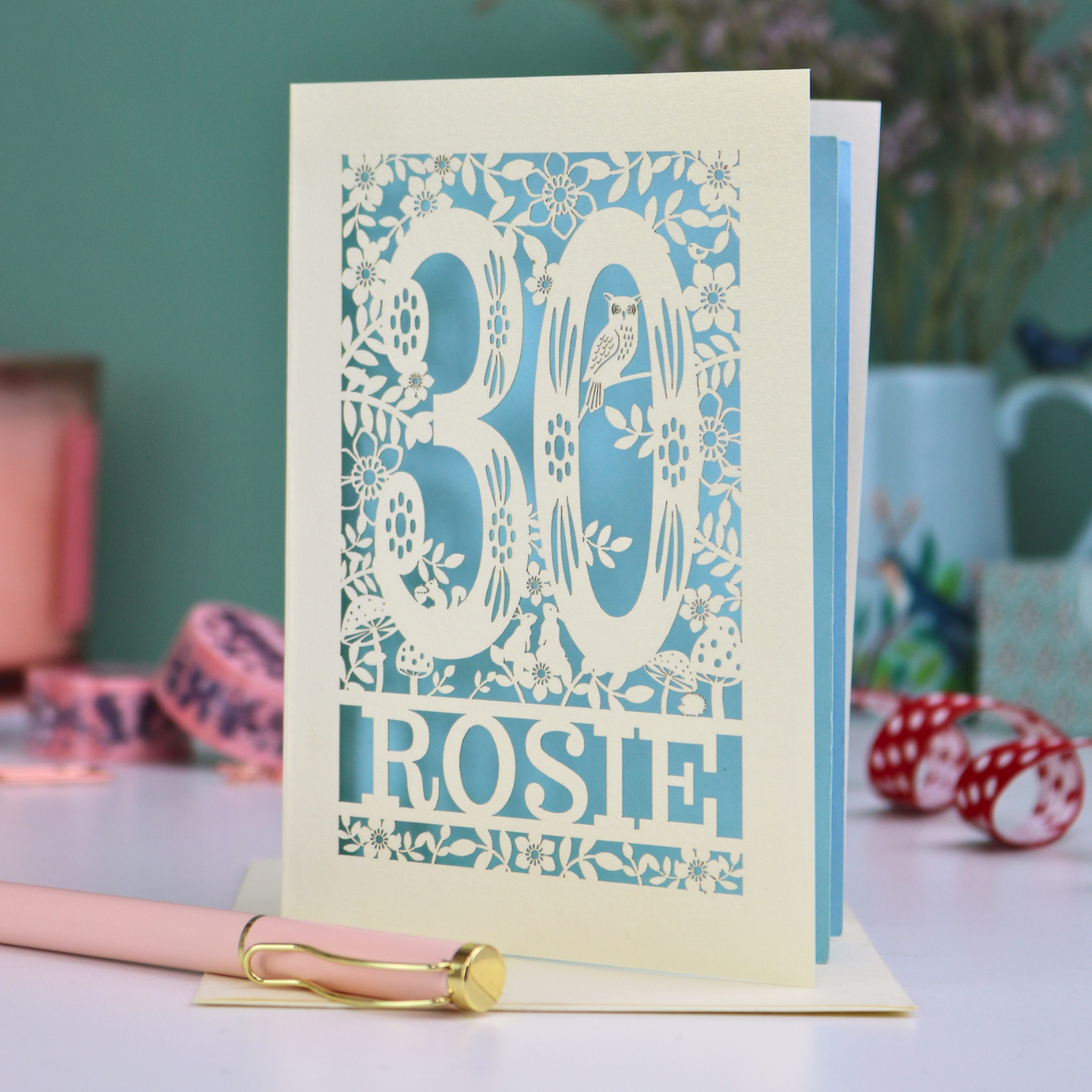 30th Birthday Card – Personalised Laser Cut Woodland Design