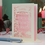 Personalised Woodland First Christmas Papercut Card