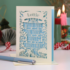 Personalised Woodland First Christmas Papercut Card