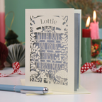Personalised Woodland First Christmas Papercut Card