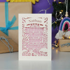 Personalised Woodland First Christmas Papercut Card